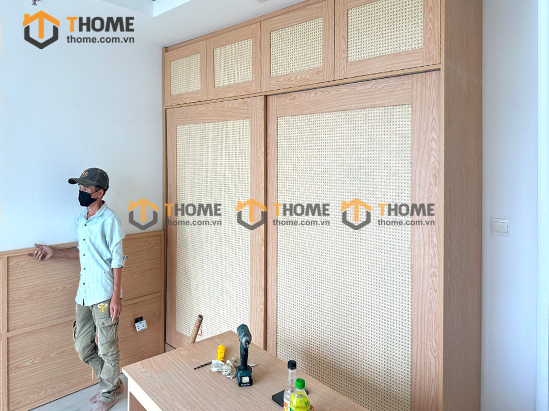Hình Ảnh Thi Công Gỗ Sồi Tự Nhiên Nhà Chị Oanh Căn Hộ Aruza TTTC-34SN