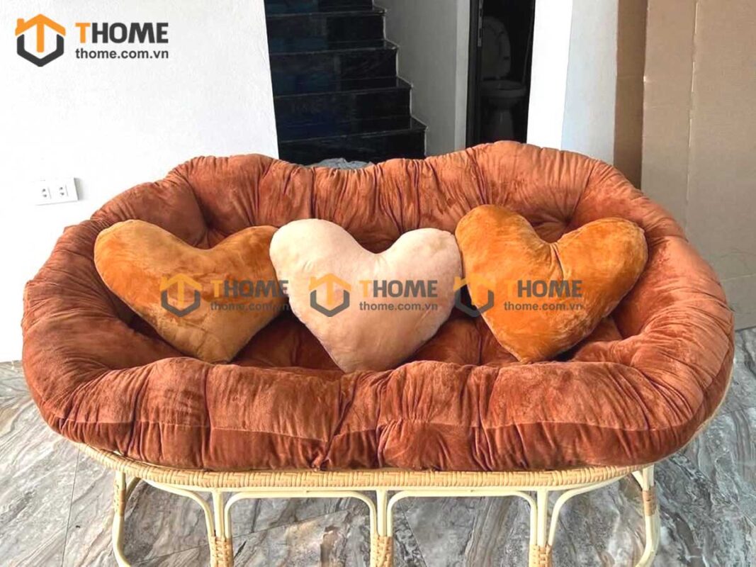 Ghế Papasan Đôi Khung Sắt Bọc Nhựa 1.6m GTG-23NK