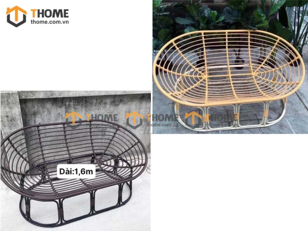 Ghế Papasan Đôi Khung Sắt Bọc Nhựa 1.6m GTG-23NK