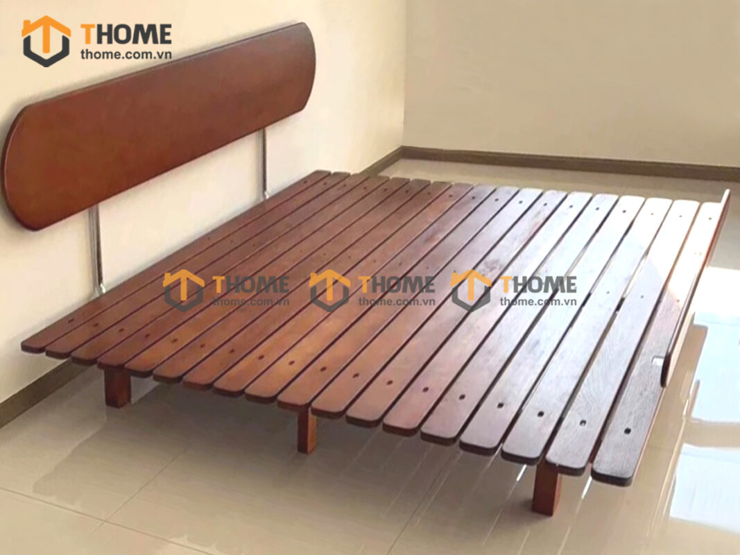 Giường Ngủ Gỗ Sồi Tự Nhiên Đầu Oval Bigo Màu Óc Chó GN-28SN