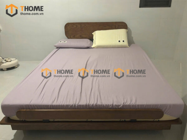 Giường Ngủ Gỗ Sồi Tự Nhiên Đầu Oval Bigo Màu Óc Chó GN-28SN