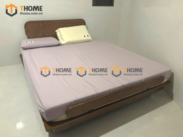 Giường Ngủ Gỗ Sồi Tự Nhiên Đầu Oval Bigo Màu Óc Chó GN-28SN