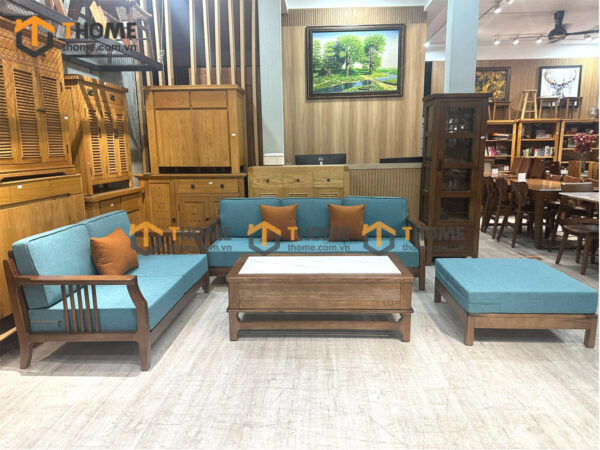 Sofa Queen Gỗ Sồi Tự Nhiên 4 Món 2.15m Màu Óc Chó SFT-41SN