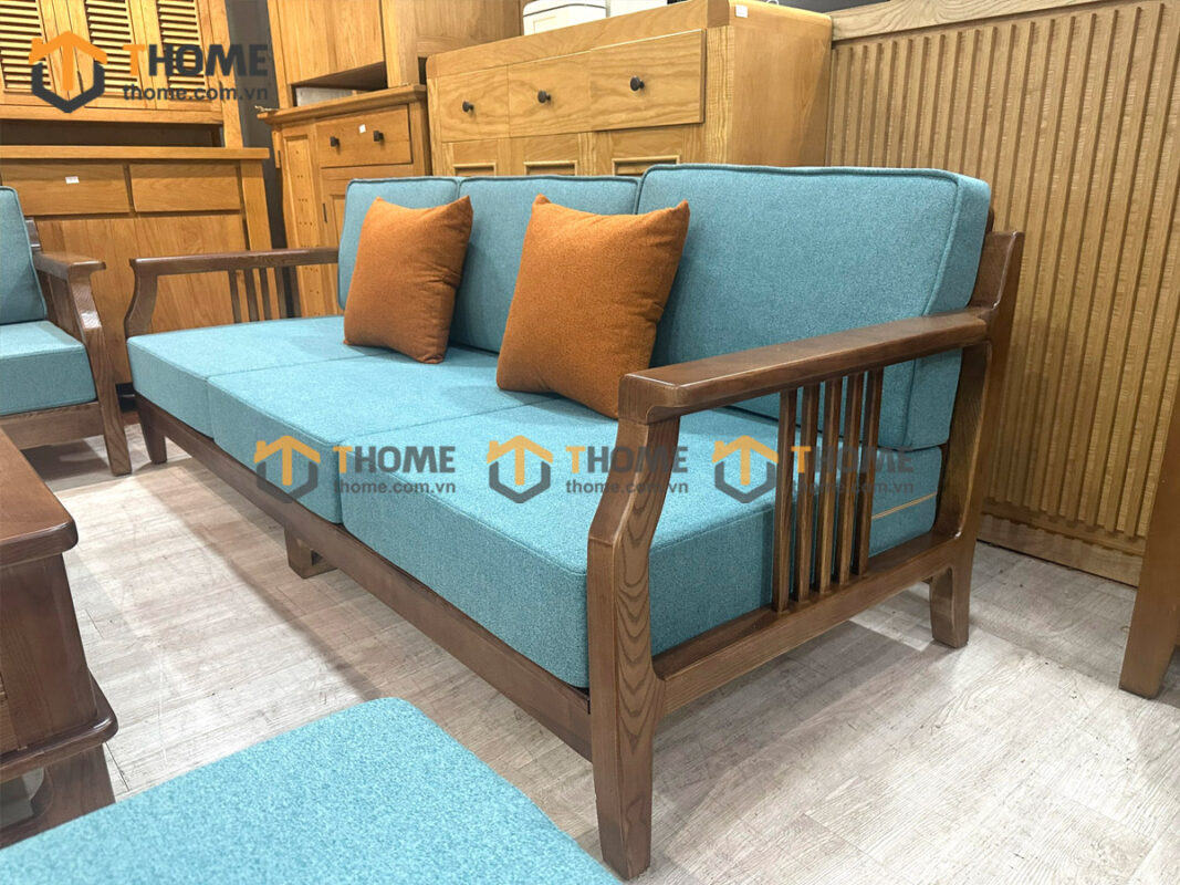 Sofa Queen Gỗ Sồi Tự Nhiên 4 Món 2.15m Màu Óc Chó SFT-41SN