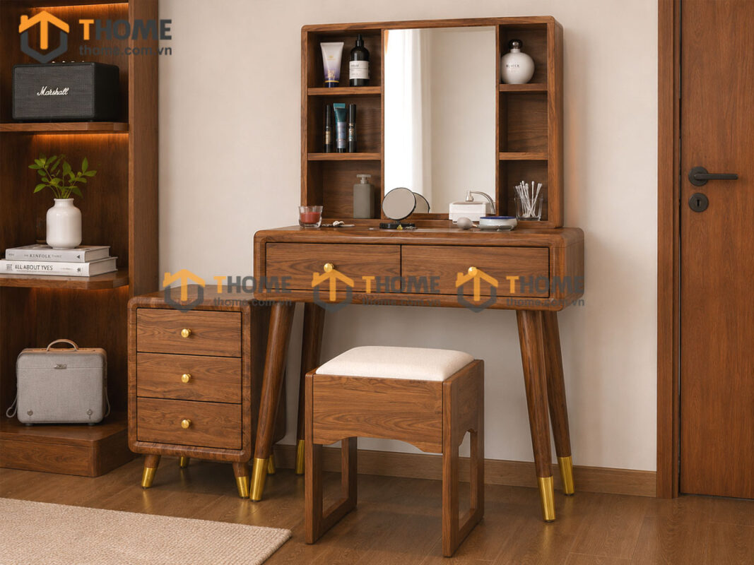 Bộ Phòng Ngủ Số 15 Gỗ Sồi Tự Nhiên Giường Nate Kín Chân TKPN-15SN
