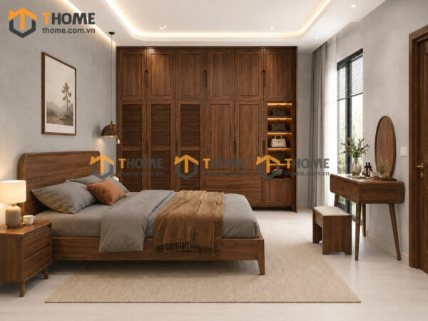 Bộ Phòng Ngủ Số 16 Gỗ Sồi Tự Nhiên Giường Nate TKPN-16SN