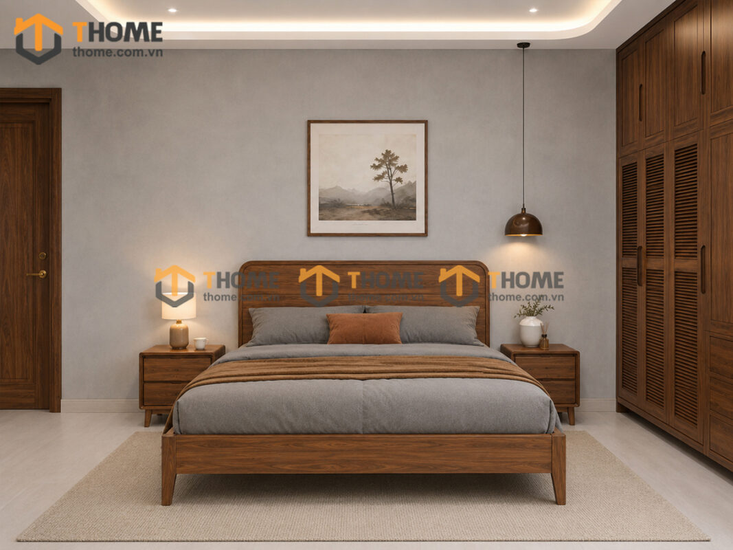 Bộ Phòng Ngủ Số 16 Gỗ Sồi Tự Nhiên Giường Nate TKPN-16SN