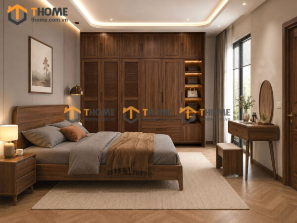 Bộ Phòng Ngủ Số 16 Gỗ Sồi Tự Nhiên Giường Nate TKPN-16SN