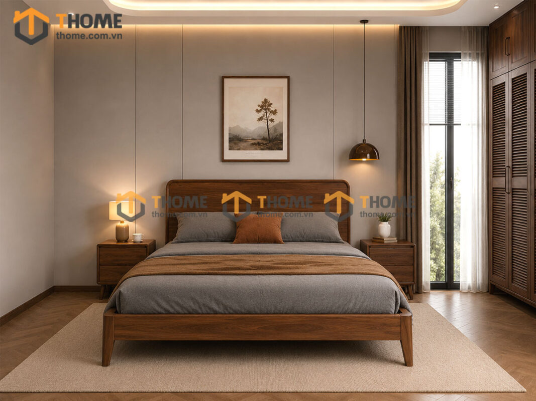Bộ Phòng Ngủ Số 16 Gỗ Sồi Tự Nhiên Giường Nate TKPN-16SN