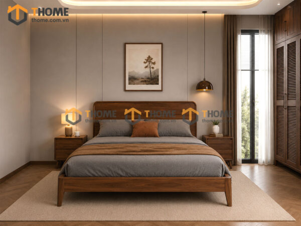 Bộ Phòng Ngủ Số 16 Gỗ Sồi Tự Nhiên Giường Nate TKPN-16SN