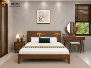 Bộ Phòng Ngủ Số 17 Gỗ Sồi Tự Nhiên Giường Hiroshima TKPN-17SN