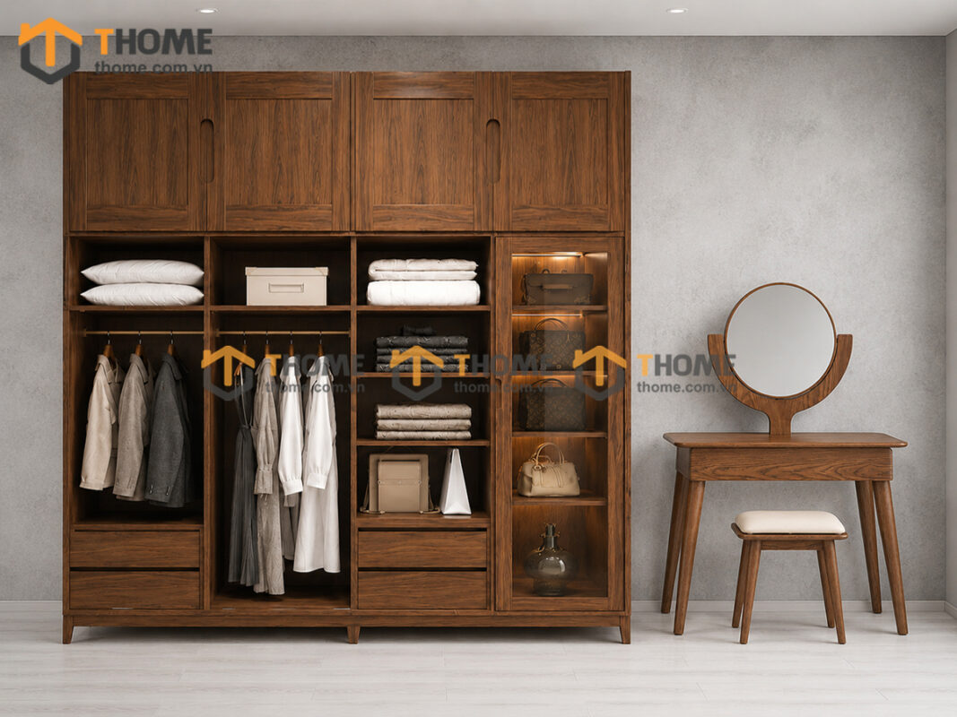 Bộ Phòng Ngủ Số 17 Gỗ Sồi Tự Nhiên Giường Hiroshima TKPN-17SN