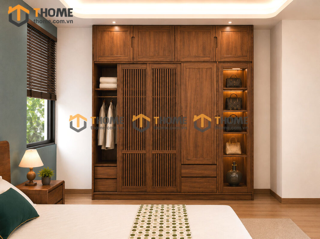 Bộ Phòng Ngủ Số 17 Gỗ Sồi Tự Nhiên Giường Hiroshima TKPN-17SN