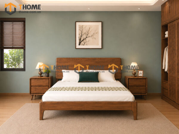 Bộ Phòng Ngủ Số 17 Gỗ Sồi Tự Nhiên Giường Hiroshima TKPN-17SN