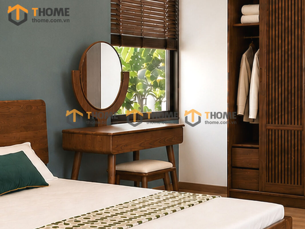 Bộ Phòng Ngủ Số 17 Gỗ Sồi Tự Nhiên Giường Hiroshima TKPN-17SN
