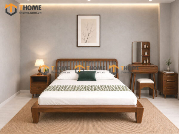 Bộ Phòng Ngủ Số 18 Gỗ Sồi Tự Nhiên Giường Polo TKPN-18SN
