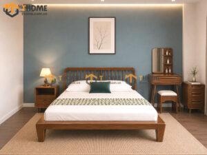 Bộ Phòng Ngủ Số 18 Gỗ Sồi Tự Nhiên Giường Polo TKPN-18SN