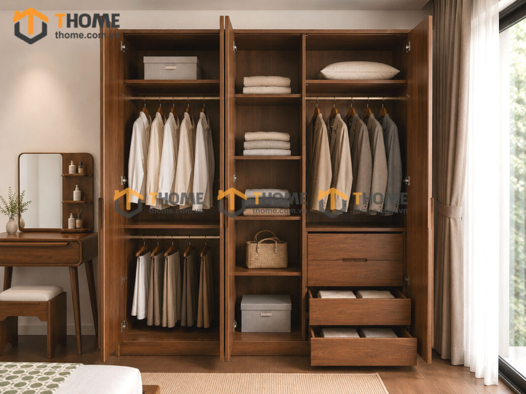 Bộ Phòng Ngủ Số 18 Gỗ Sồi Tự Nhiên Giường Polo TKPN-18SN