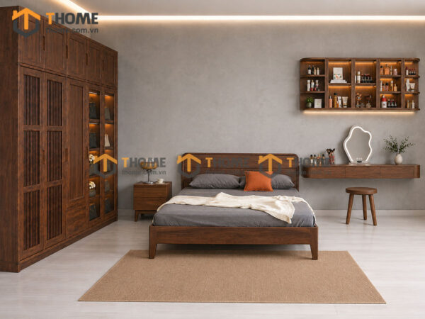 Bộ Phòng Ngủ Số 19 Gỗ Sồi Tự Nhiên Giường Nate TKPN-19SN