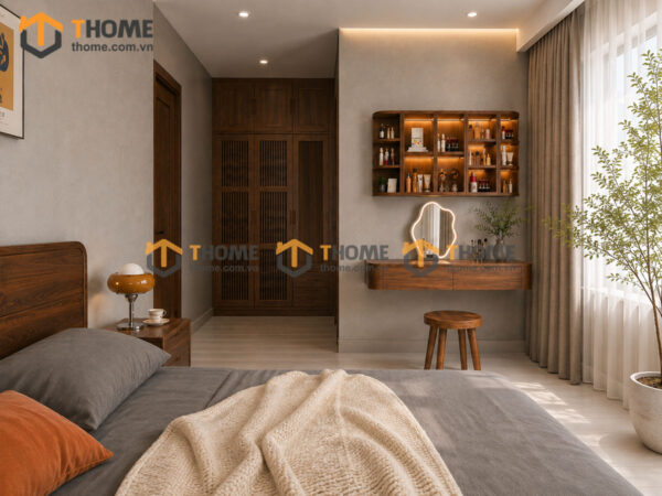 Bộ Phòng Ngủ Số 19 Gỗ Sồi Tự Nhiên Giường Nate TKPN-19SN