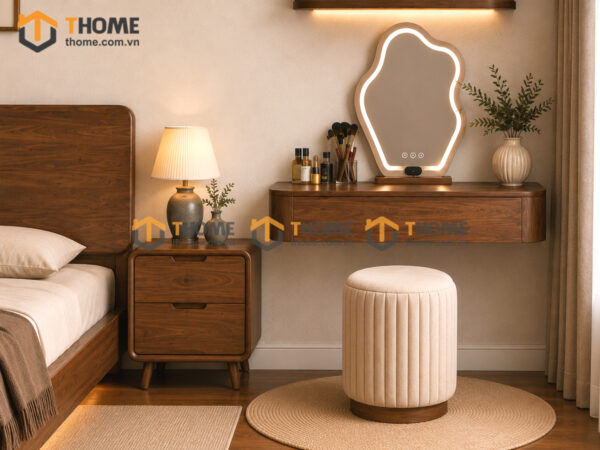 Bộ Phòng Ngủ Số 21 Gỗ Sồi Tự Nhiên Giường Bay TKPN-21SN