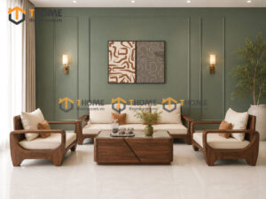 Sofa Gỗ Sồi Tự Nhiên BigBoss Chân Voi 4 Món Màu Óc Chó SFĐ-42SN