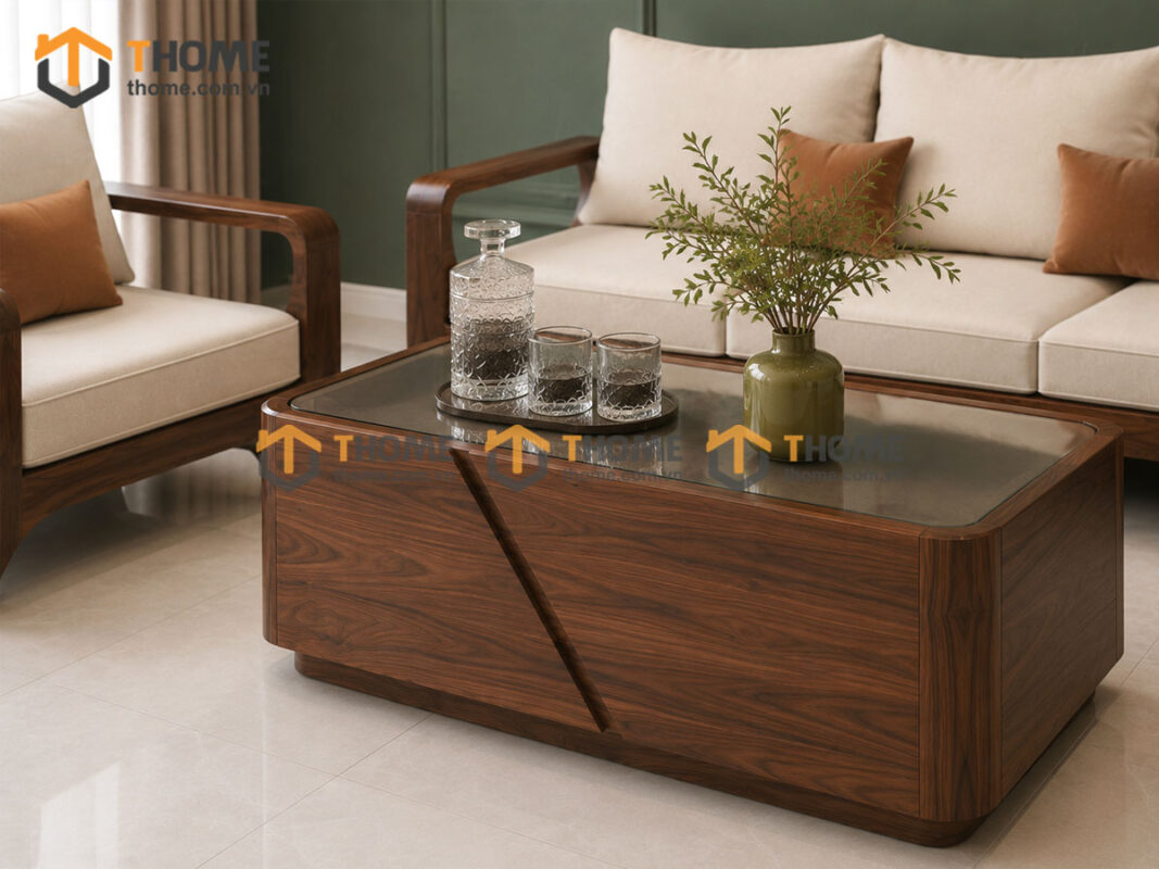 Sofa Gỗ Sồi Tự Nhiên BigBoss Chân Voi 4 Món Màu Óc Chó SFĐ-42SN