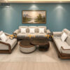 Sofa Gỗ Sồi Tự Nhiên Highlands Cao Cấp 4 Món Màu Óc Chó SFĐ-43SN