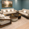 Sofa Gỗ Sồi Tự Nhiên Highlands Cao Cấp 4 Món Màu Óc Chó SFĐ-43SN