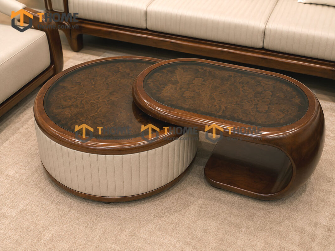 Sofa Gỗ Sồi Tự Nhiên Highlands Cao Cấp 4 Món Màu Óc Chó SFĐ-43SN