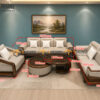 Sofa Gỗ Sồi Tự Nhiên Highlands Cao Cấp 4 Món Màu Óc Chó SFĐ-43SN