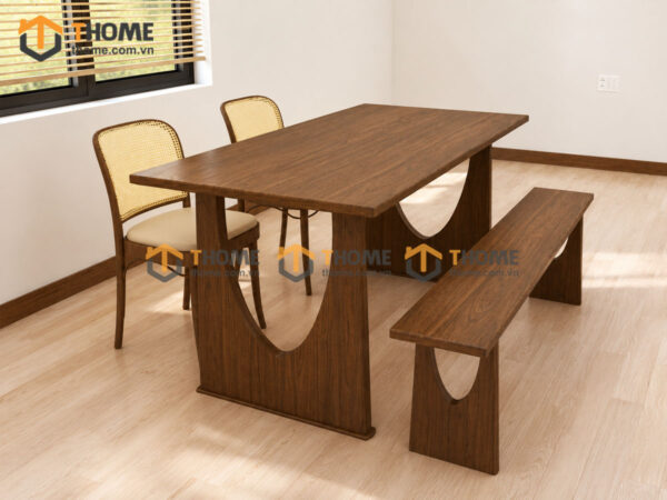 Bàn Ăn Gỗ Sồi Tự Nhiên 2 Chân Nửa Oval BAMG-48SN