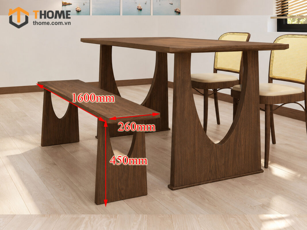 Bàn Ăn Gỗ Sồi Tự Nhiên 2 Chân Nửa Oval BAMG-48SN