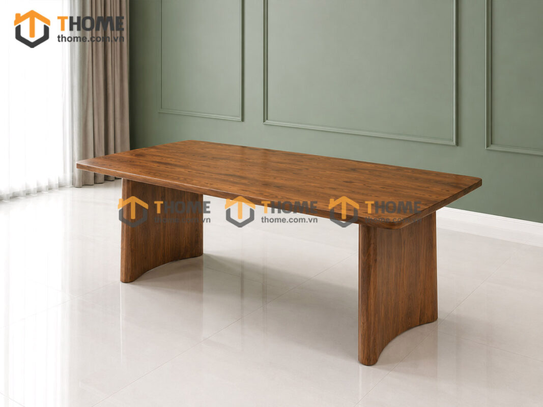 Bàn Ăn Gỗ Sồi Tự Nhiên 2 Chân Uốn Cong BAMG-46SN