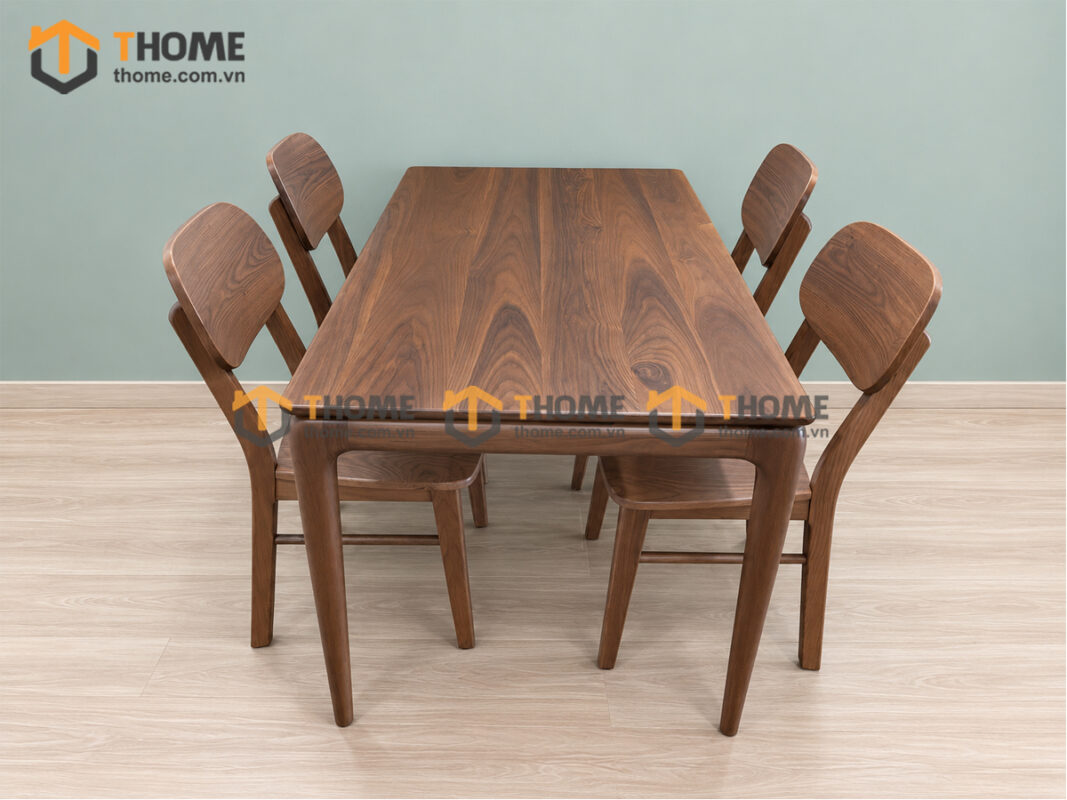 Bộ Bàn Ăn Chân Bo Tròn (Nhiều Mẫu Ghế) Gỗ Sồi Tự Nhiên BBA4-28SN