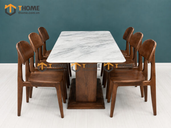 Bộ Bàn Ăn Nhập Khẩu Chân Nốt Nhạc 6 Ghế Gỗ Sồi Tự Nhiên BBA6-75SN
