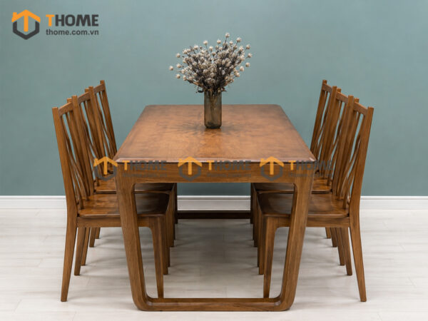 Bộ Bàn Ăn Chân Vuông Armani 6 Ghế Gỗ Sồi Tự Nhiên BBA6-72SN
