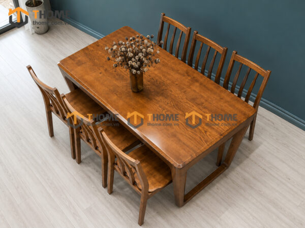Bộ Bàn Ăn Chân Vuông Armani 6 Ghế Gỗ Sồi Tự Nhiên BBA6-72SN