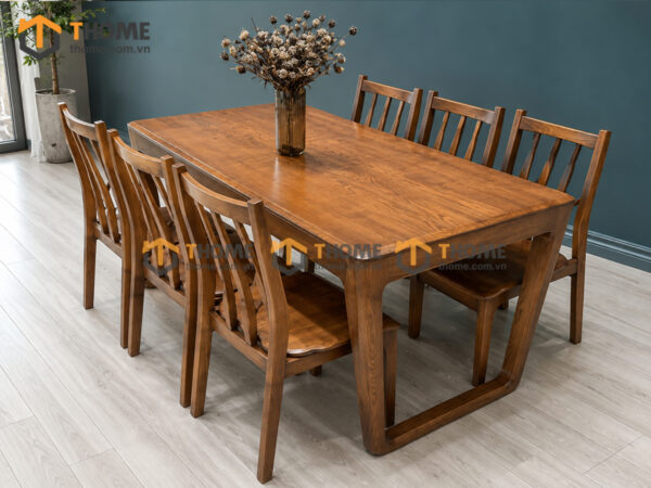 Bộ Bàn Ăn Chân Vuông Armani 6 Ghế Gỗ Sồi Tự Nhiên BBA6-72SN