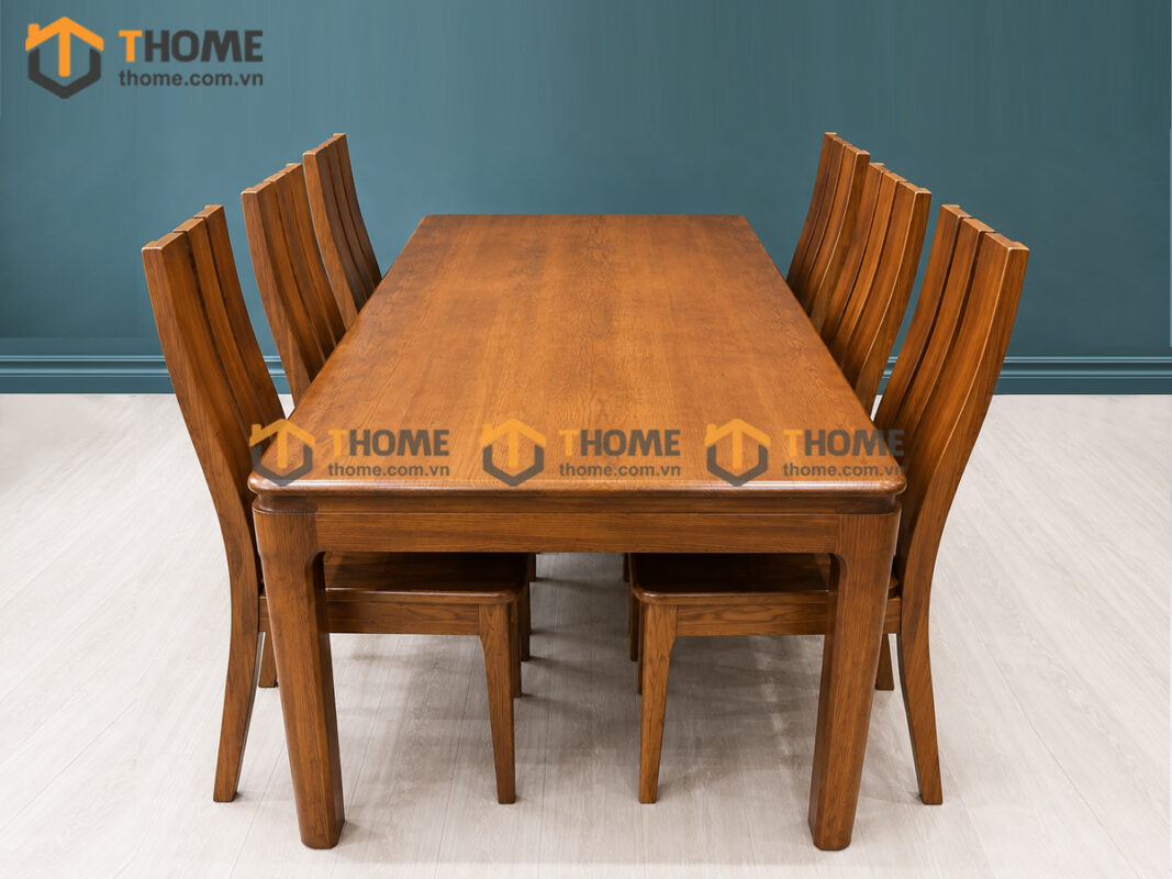 Bộ Bàn Ăn Lux Mặt Gỗ 6 Ghế Gỗ Sồi Tự Nhiên BBA6-73SN