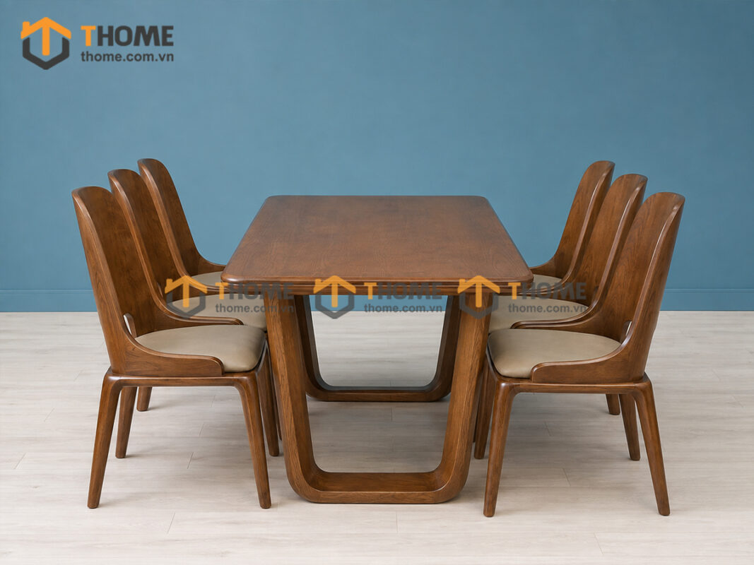 Bộ Bàn Ăn Luxury 6 Ghế Gỗ Sồi Tự Nhiên BBA6-67SN