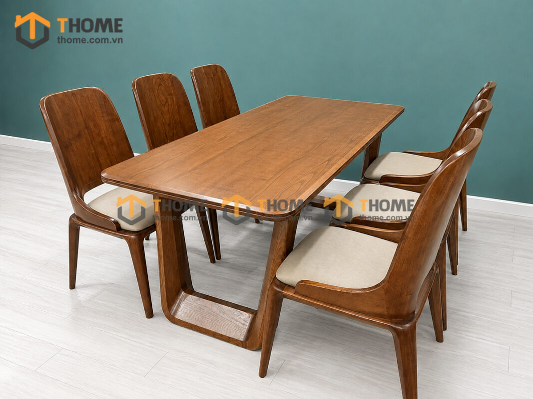Bộ Bàn Ăn Luxury 6 Ghế Gỗ Sồi Tự Nhiên BBA6-67SN