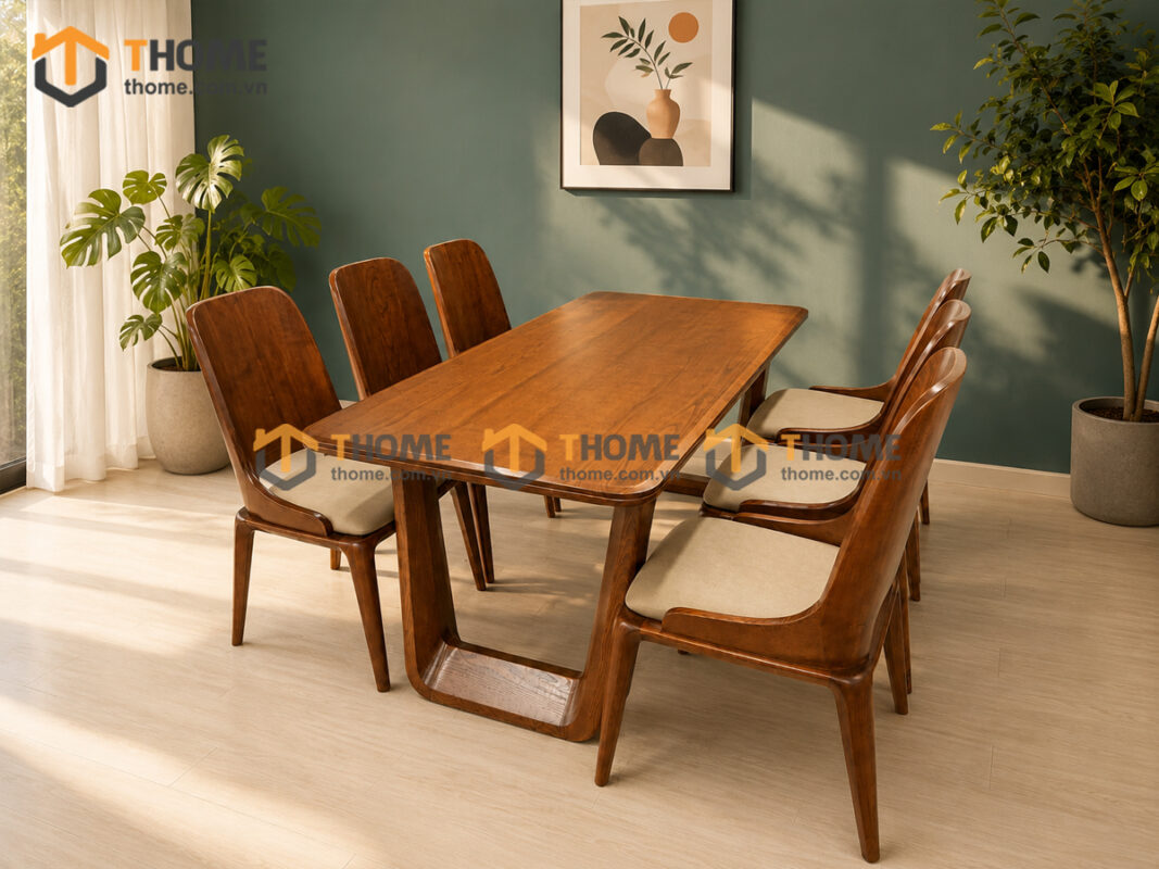 Bộ Bàn Ăn Luxury 6 Ghế Gỗ Sồi Tự Nhiên BBA6-67SN
