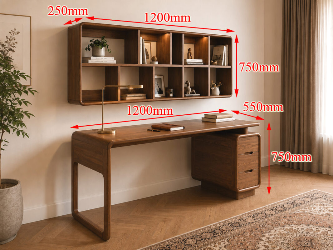 Bàn Làm Việc Gỗ Sồi Tự Nhiên Nova 2 Tầng BLV2T-13SN
