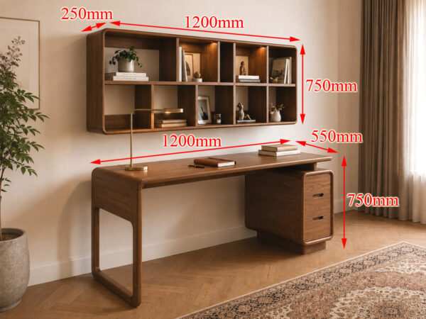 Bàn Làm Việc Gỗ Sồi Tự Nhiên Nova 2 Tầng BLV2T-13SN