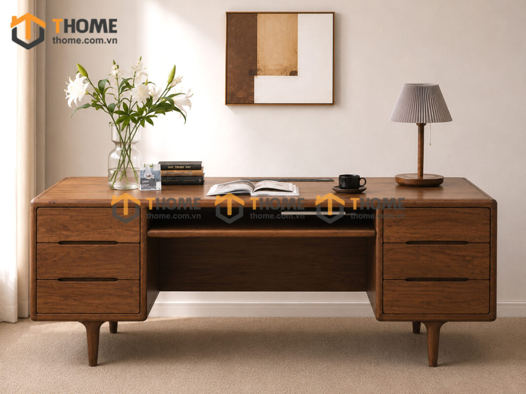 Bàn Làm Việc Gỗ Sồi Tự Nhiên 4 Hộc Kéo Giám Đốc BLV1T-31SN