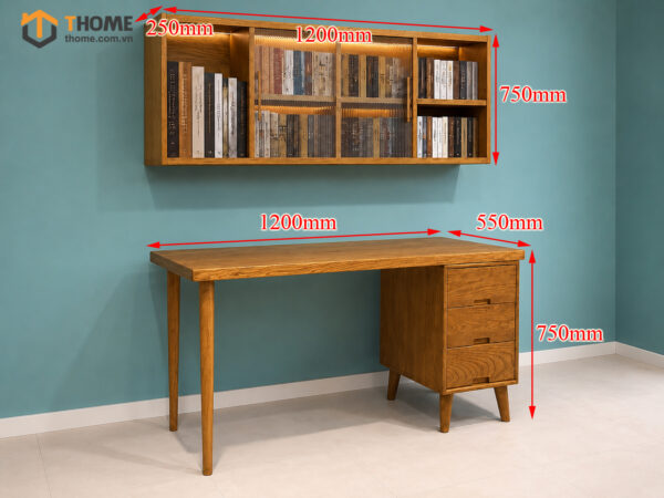 Bàn Làm Việc Gỗ Sồi Tự Nhiên OP 2 Tầng BLV2T-14SN