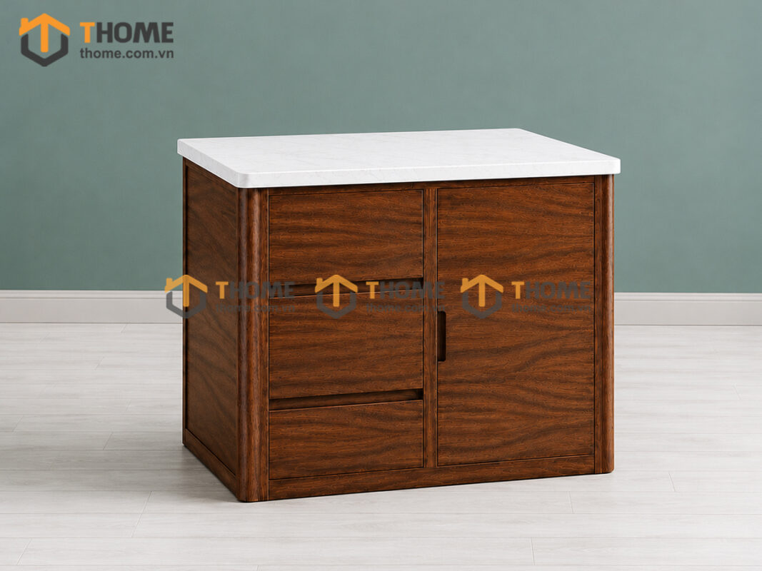 Bếp Đảo Gỗ Sồi Tự Nhiên Nova 1 Cánh 3 Hộc Kéo BD-05SN