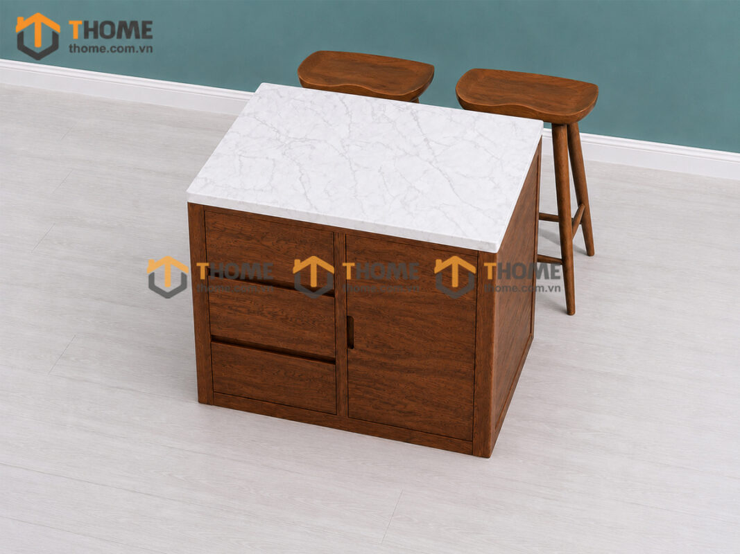 Bếp Đảo Gỗ Sồi Tự Nhiên Nova 1 Cánh 3 Hộc Kéo BD-05SN