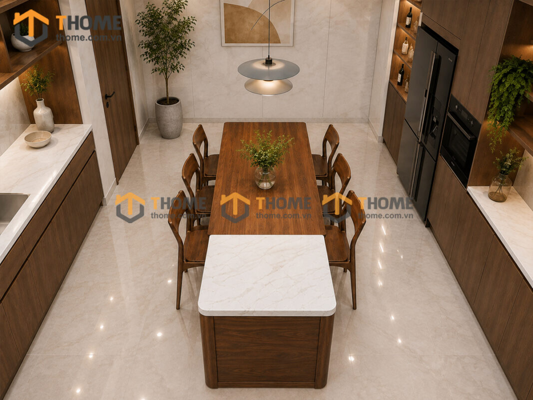 Bếp Đảo Gỗ Sồi Tự Nhiên Nova 1 Cánh 3 Hộc Kéo BD-05SN